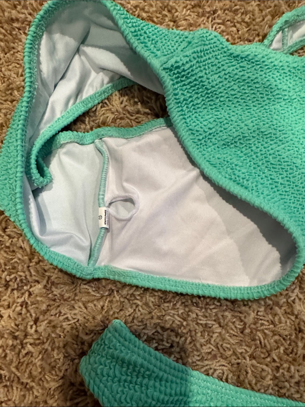 One-Shoulder Textured Green Bikini Set - Picture 6 of 6